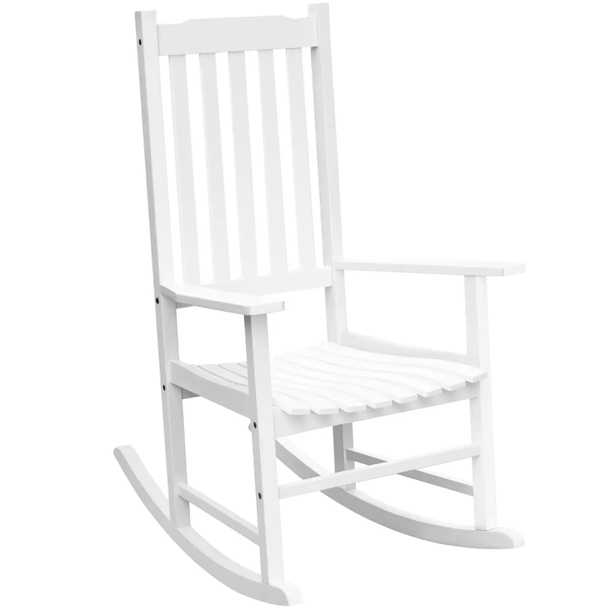 Flamaker Acacia Wooden Rocking Chair Outdoor Rocking Chair (White) | Solid Acacia Wood, Ergonomic Design, Safe & Comfortable - main product image
