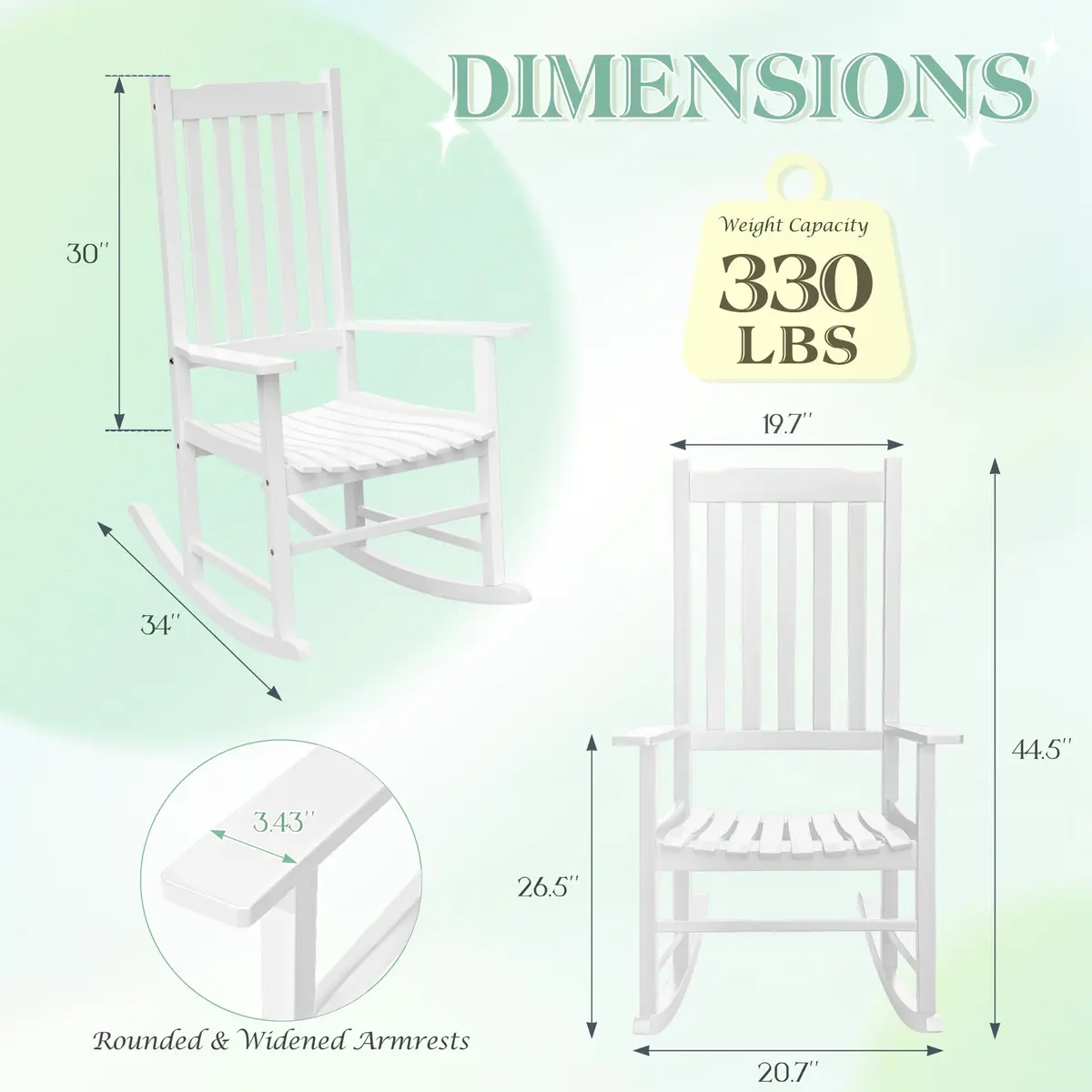 Flamaker Acacia Wooden Rocking Chair Outdoor Rocking Chair (White) | Solid Acacia Wood, Ergonomic Design, Safe & Comfortable - view 6