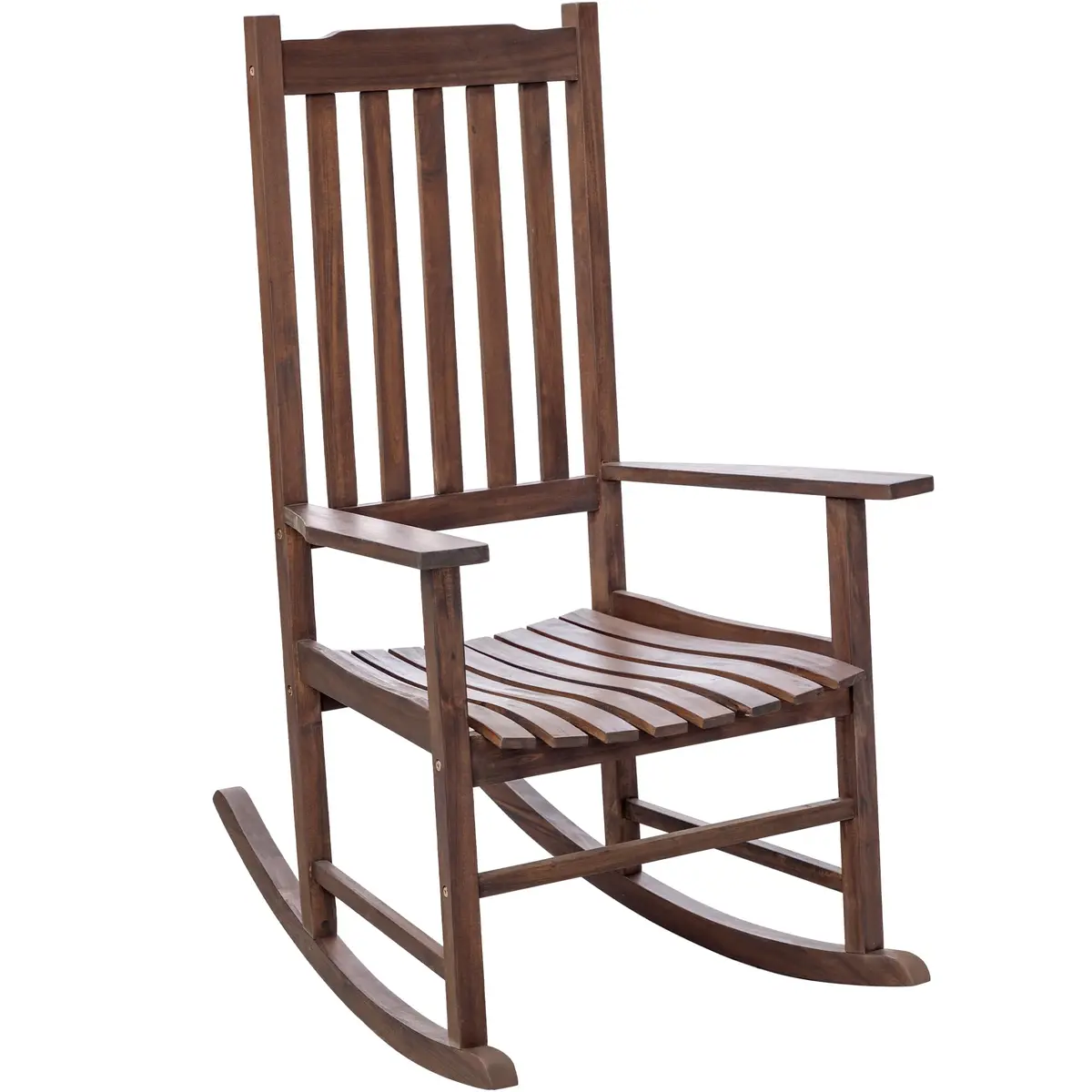 Flamaker Acacia Wooden Rocking Chair Outdoor Rocking Chair (Brown) | All-Weather Durable Porch & Patio Seat - main product image