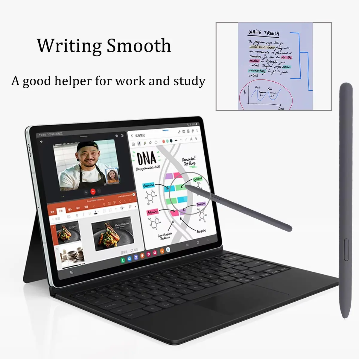Mingxiong Gray 2Pcs Input Pen for Samsung Galaxy Tab S9 FE | Precise Stylus with Pressure Sensitivity - view 5