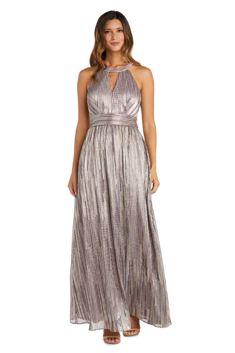 NIGHTWAY Women's Sleeveless Shimmer Maxi Dress | Evening Gown with Cut Outs & Open Back (8 Petite) in Pink - main product image