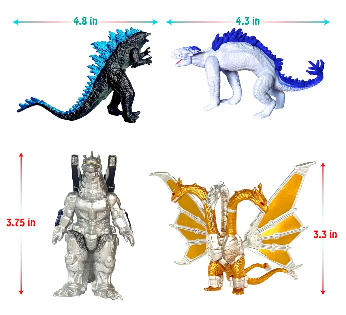 TwCare Dinosaur & Dragon Action Figures Set of 10 | Godzilla x Kong Battle Roar Cake Toppers (4.5 in length, 3.8 in height) - view 4