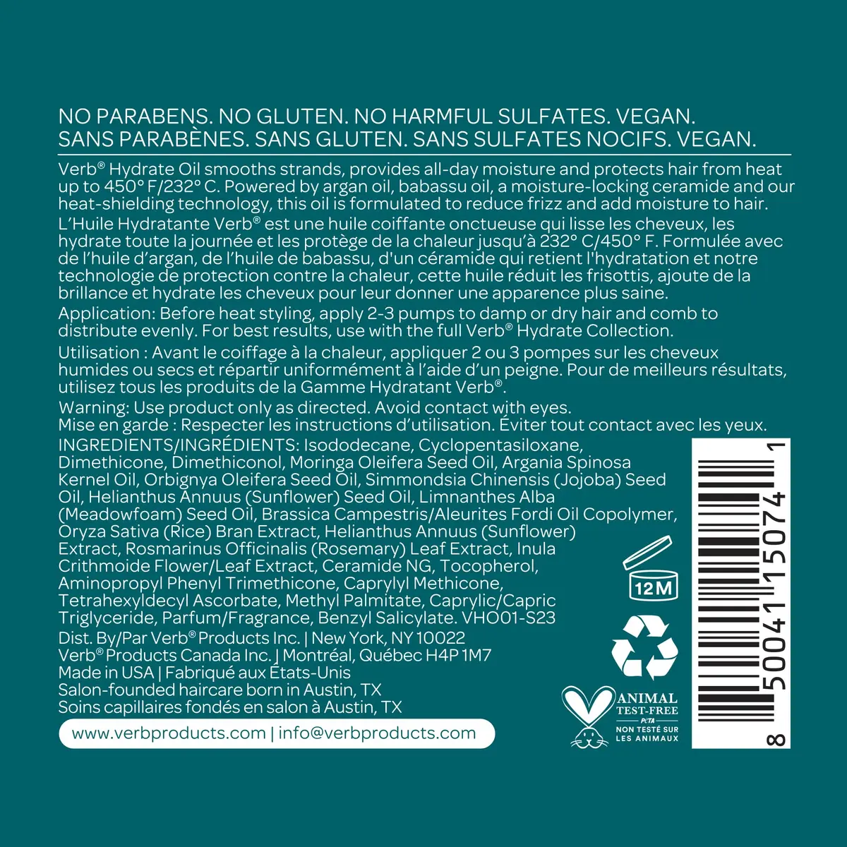 VERB Hydrate Oil 2 oz | Moisture & Frizz-Free Heat Protection for Dry Hair - view 9