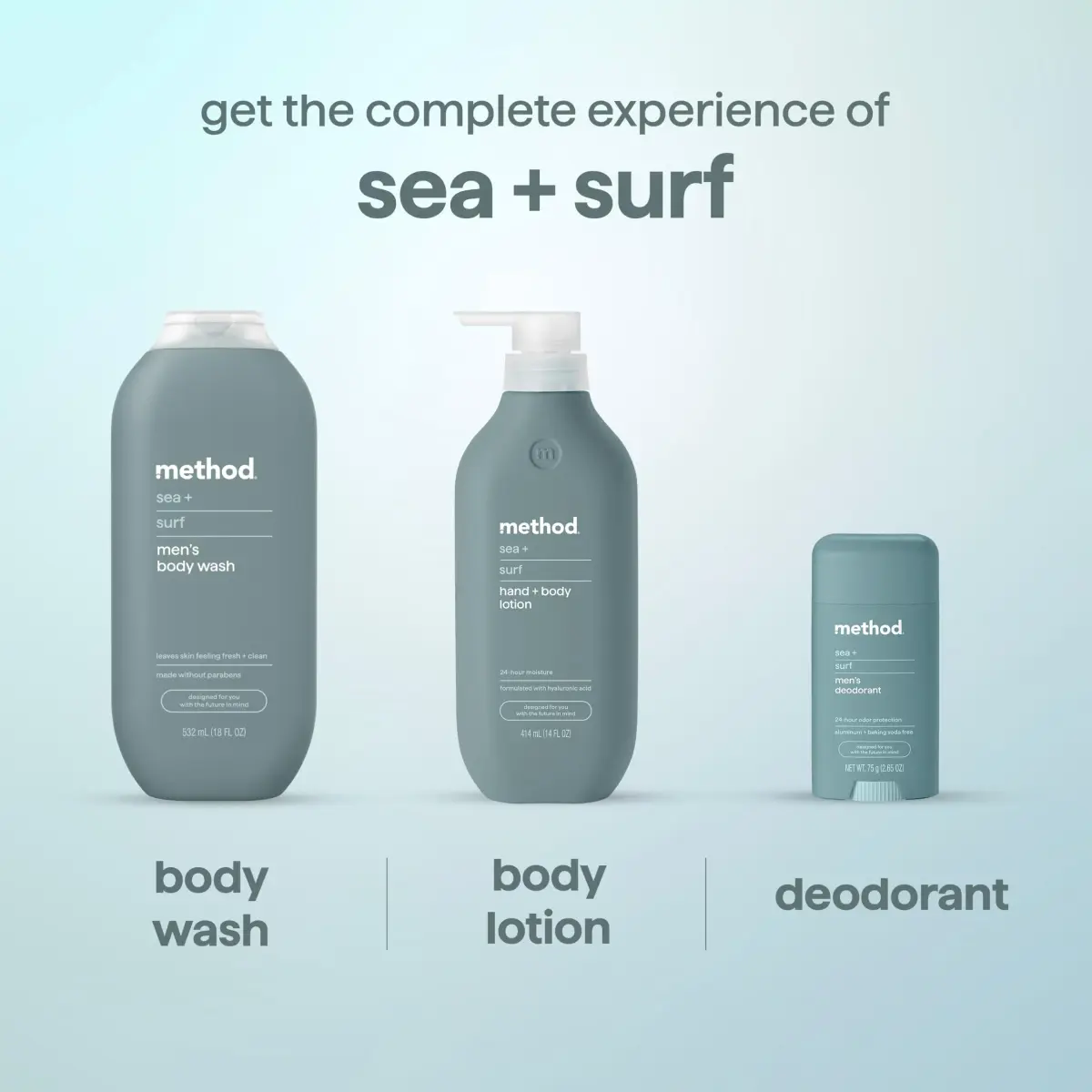 method Men's Sea + Surf Body Lotion 414ml (14 fl oz) | Hydrates Skin All Day - view 8