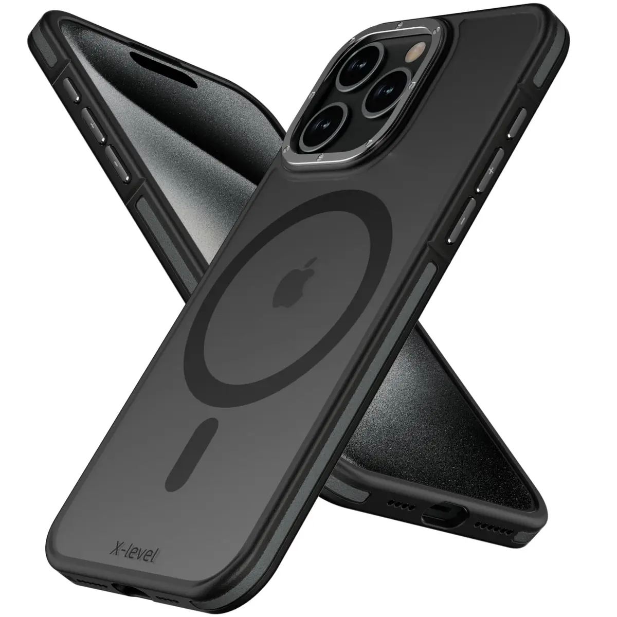 X-level for iPhone 15 Pro Max Case, Compatible with MagSafe, Frosted Black | Slim, Impact-Resistant & Fast Charging Support - main product image