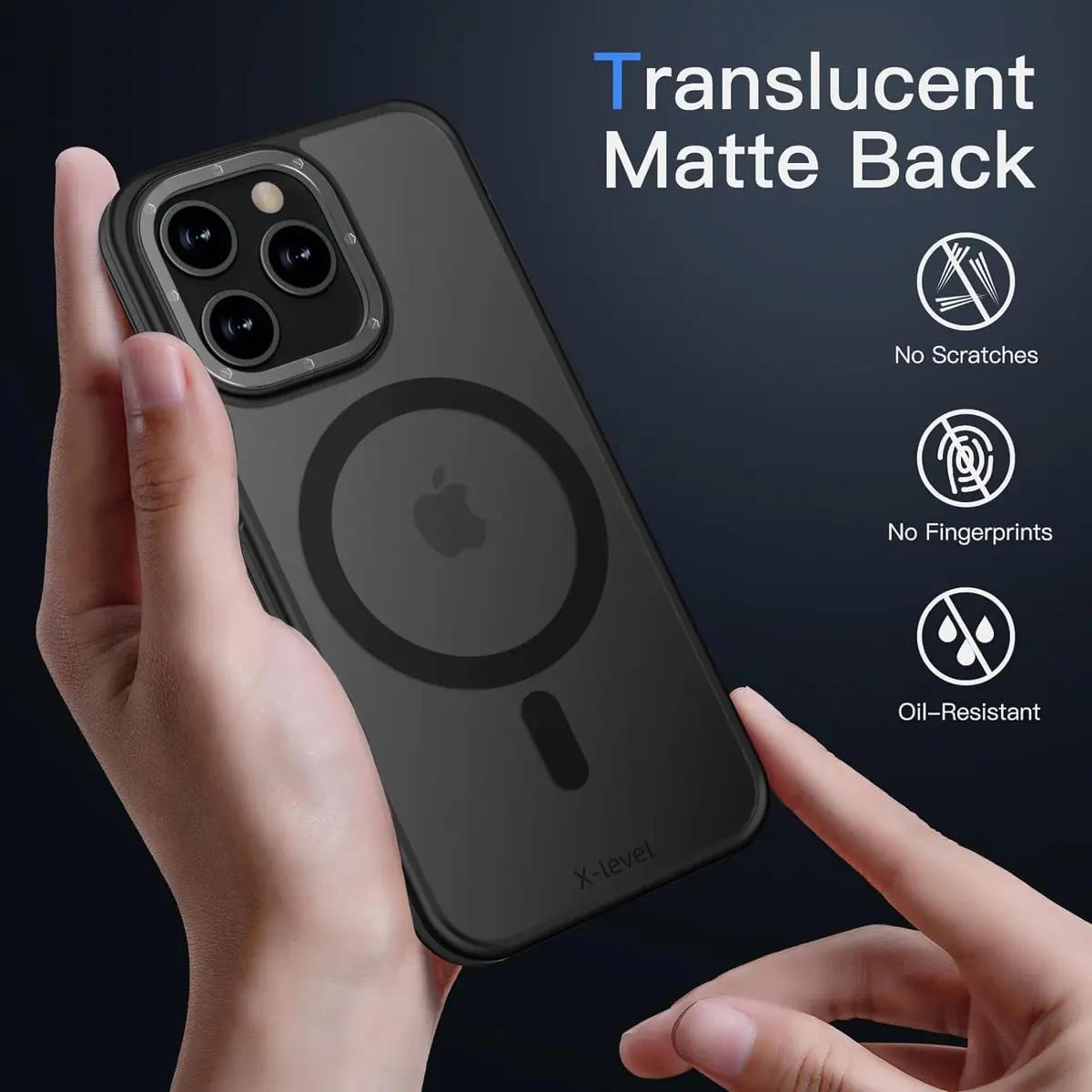 X-level for iPhone 15 Pro Max Case, Compatible with MagSafe, Frosted Black | Slim, Impact-Resistant & Fast Charging Support - view 5