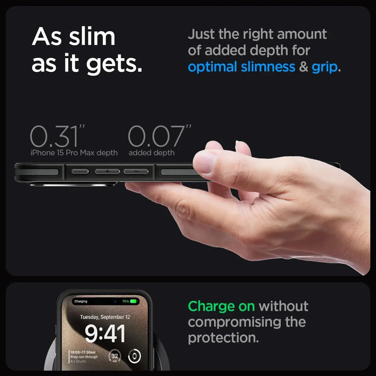 X-level for iPhone 15 Pro Max Case, Compatible with MagSafe, Frosted Black | Slim, Impact-Resistant & Fast Charging Support - view 6