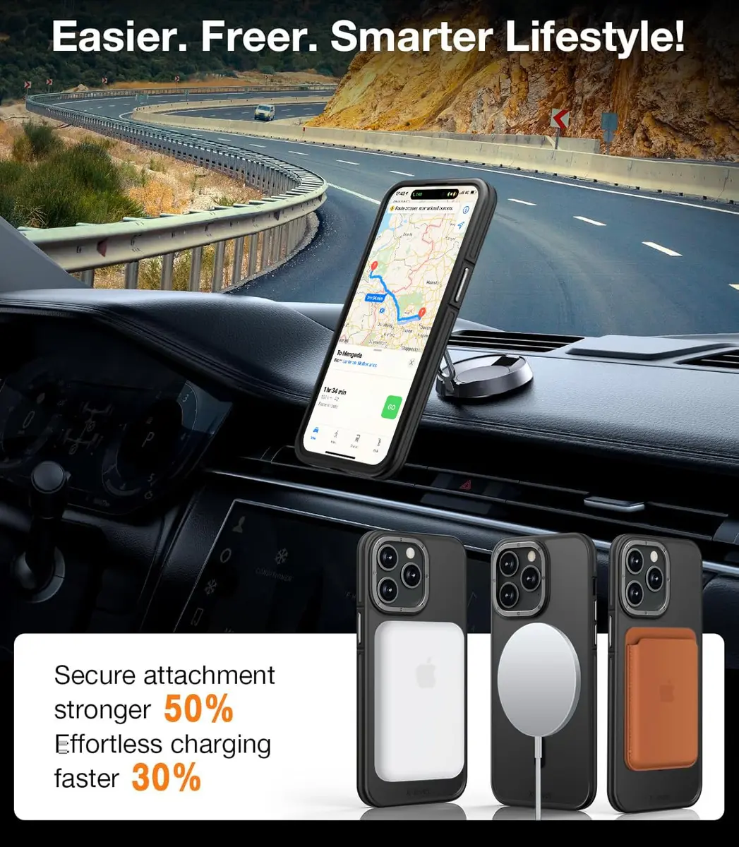X-level for iPhone 15 Pro Max Case, Compatible with MagSafe, Frosted Black | Slim, Impact-Resistant & Fast Charging Support - view 3