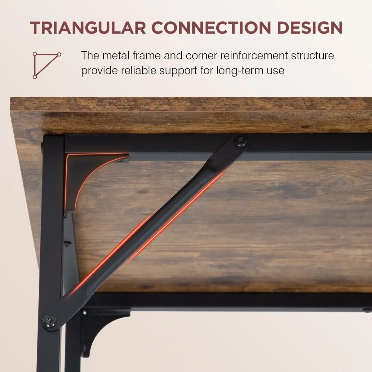 PayLessHere 39 Inch Computer Desk Brown | Sturdy Office Desk with Metal Frame & Water-Resistant Surface - view 5