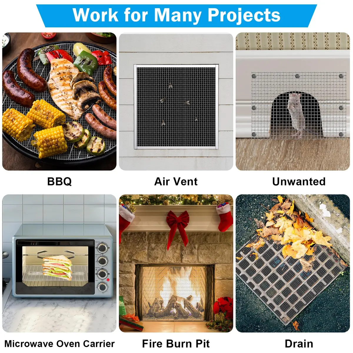 Valchoose 304 Stainless Steel Woven Mesh Screen 37.2cm x 29.2cm (14.6"x11.4") | 5 Mesh Easy Cut Rustproof for DIY & Protection - view 2