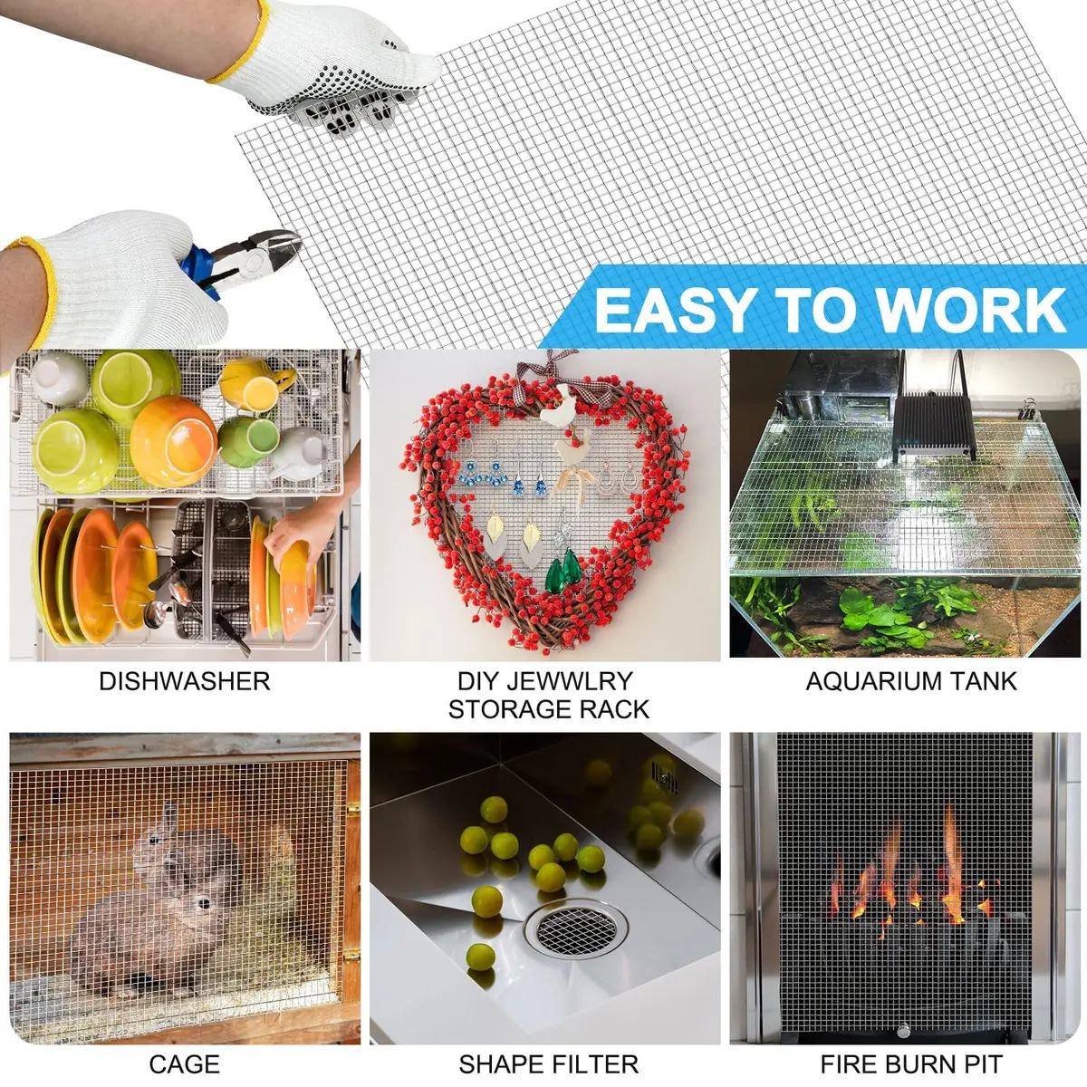 Valchoose 304 Stainless Steel Woven Mesh Screen 37.2cm x 29.2cm (14.6"x11.4") | 5 Mesh Easy Cut Rustproof for DIY & Protection - view 3