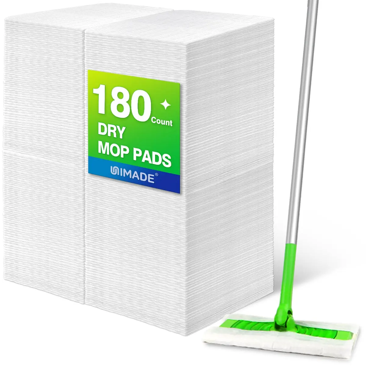 UNIMADE Dry Sweeping Cloths 180 Count Mop Refills | Compatible with Swiffer Sweepers for Dry Dust & Hair - main product image