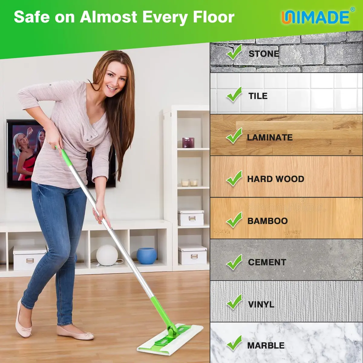 UNIMADE Dry Sweeping Cloths 180 Count Mop Refills | Compatible with Swiffer Sweepers for Dry Dust & Hair - view 7