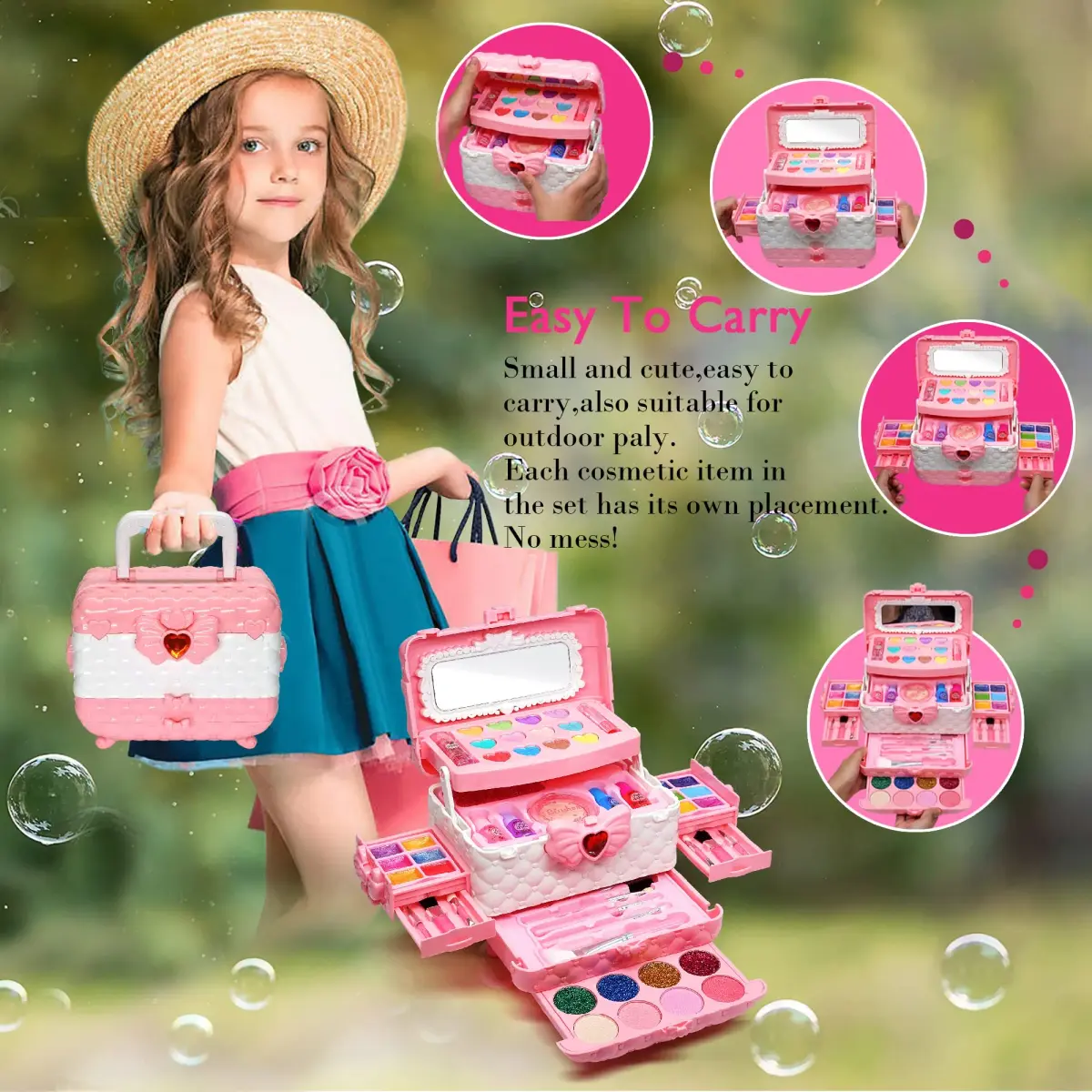 Mrabbitoo Kids Washable Makeup Set 66 Pcs | Princess Dress Up Toy for Girls Ages 3-12 - view 4