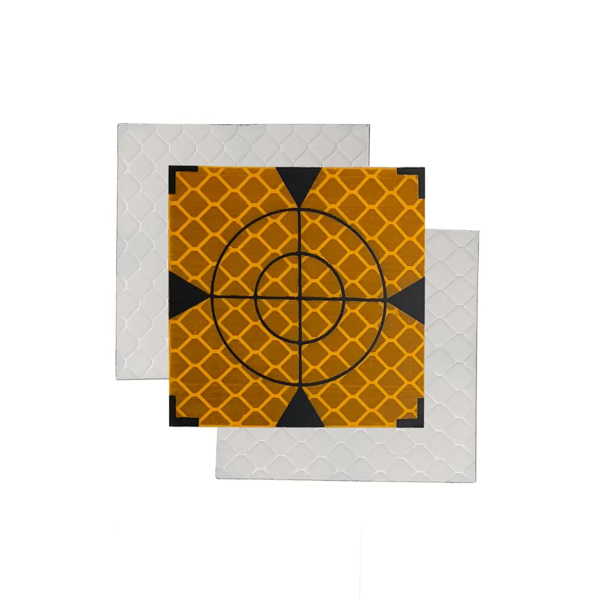 Liyuusi Reflective Sheet 30x30mm | Total Station Survey Target Mark, 100PCS, Yellow with Black Triangle - main product image