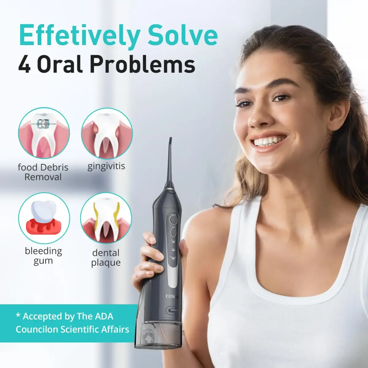 COSLUS C20 Water Dental Flosser 300ml (10.14 Fl Oz) | ADA Accepted Oral Irrigator for Healthier Gums - view 7