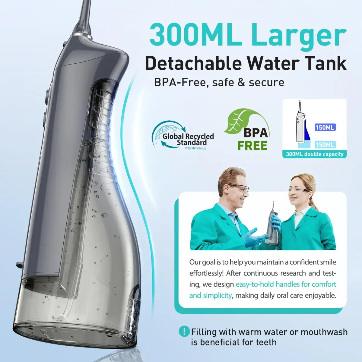 COSLUS C20 Water Dental Flosser 300ml (10.14 Fl Oz) | ADA Accepted Oral Irrigator for Healthier Gums - view 3