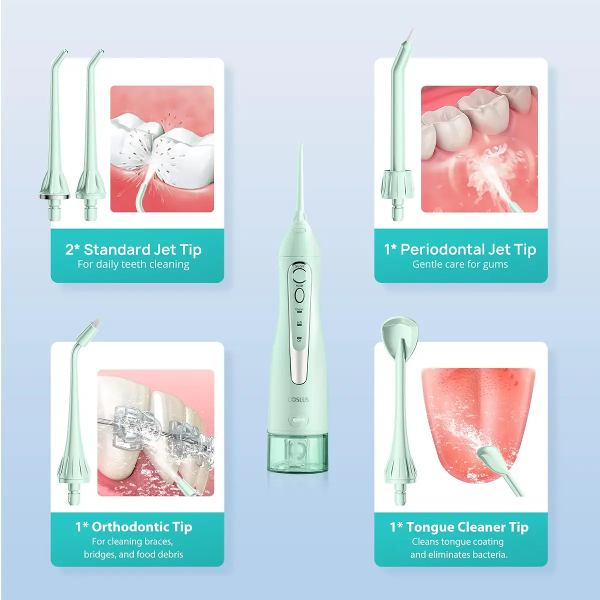 COSLUS C20 Water Dental Flosser 300ml (10.14 Fl Oz) | ADA Accepted Oral Irrigator for Healthier Gums - view 8