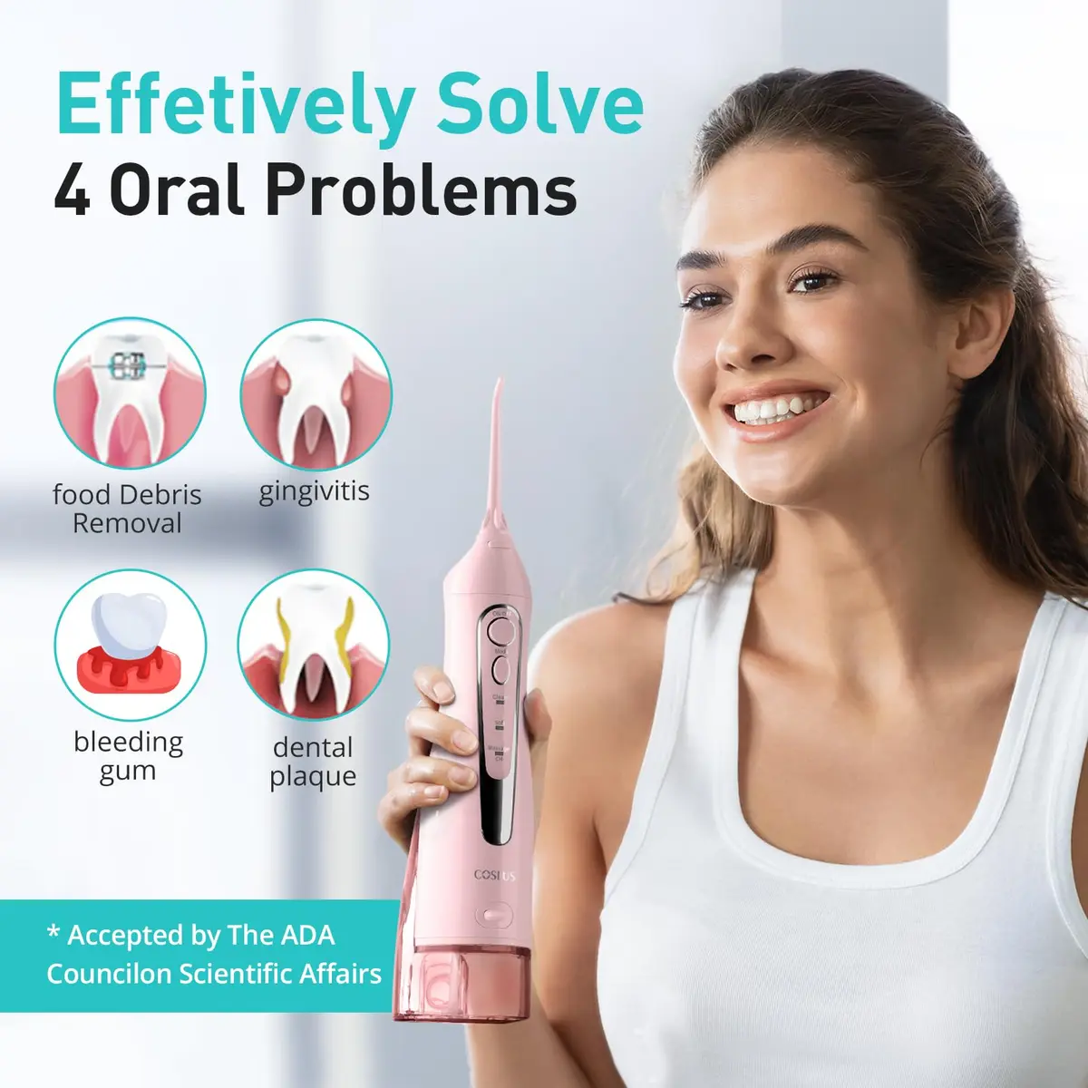 COSLUS C20 Water Dental Flosser 300ml (10.14 Fl Oz) | ADA Accepted for Healthier Gums - view 7