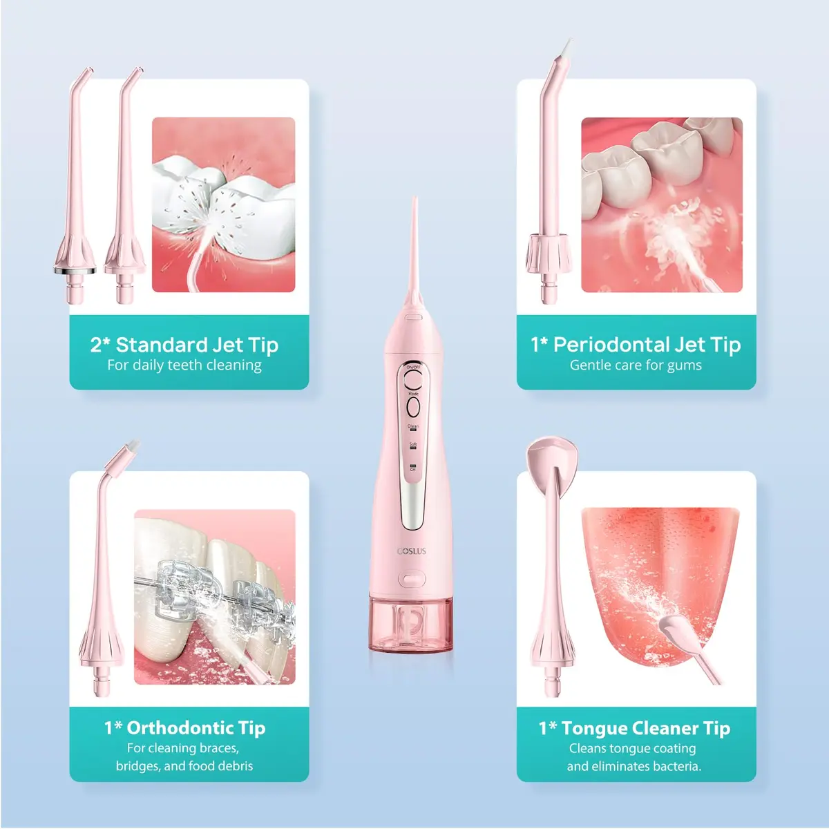 COSLUS C20 Water Dental Flosser 300ml (10.14 Fl Oz) | ADA Accepted for Healthier Gums - view 9