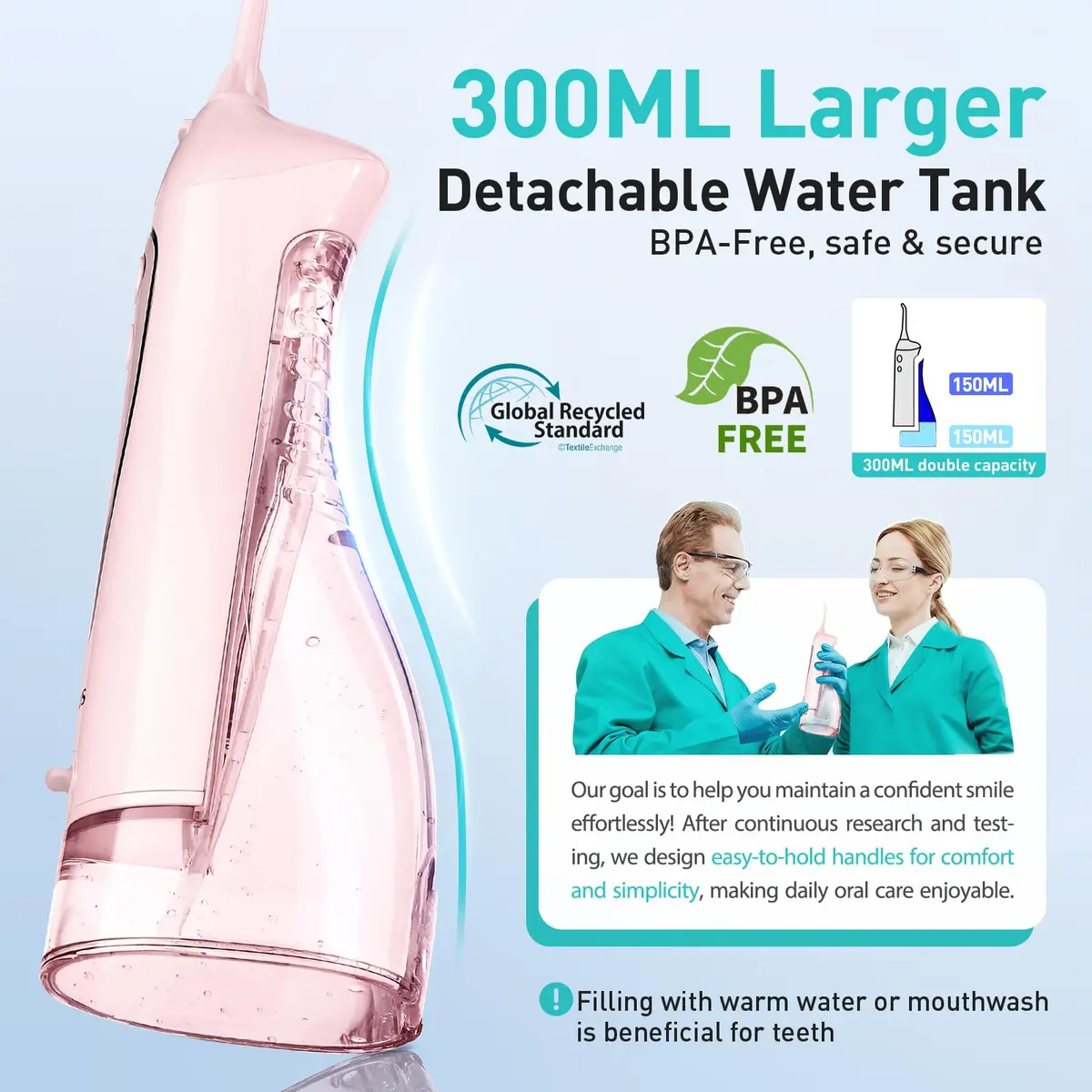 COSLUS C20 Water Dental Flosser 300ml (10.14 Fl Oz) | ADA Accepted for Healthier Gums - view 3