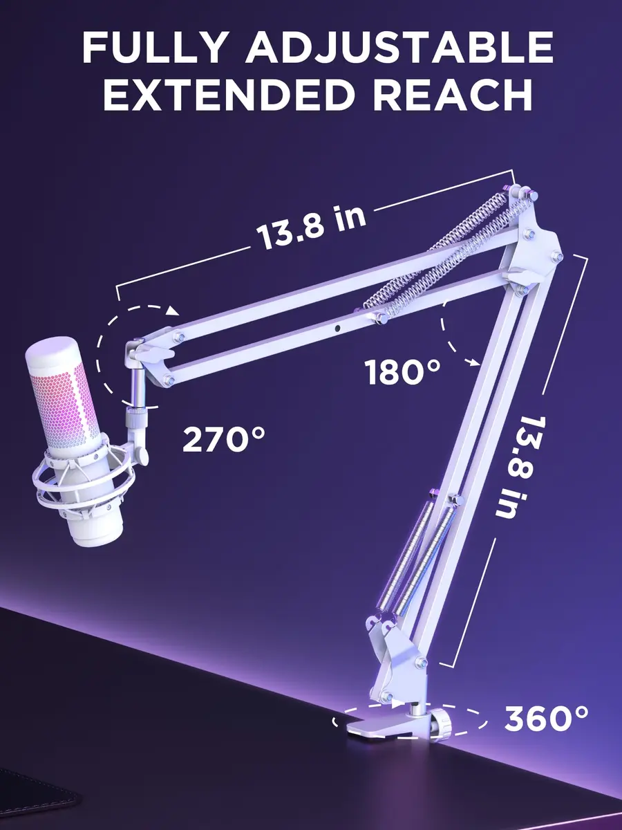 InnoGear Microphone Boom Arm Stand for Blue Yeti Fifine HyperX | Fully Adjustable, Steel Frame, Space-Saving Design - view 5