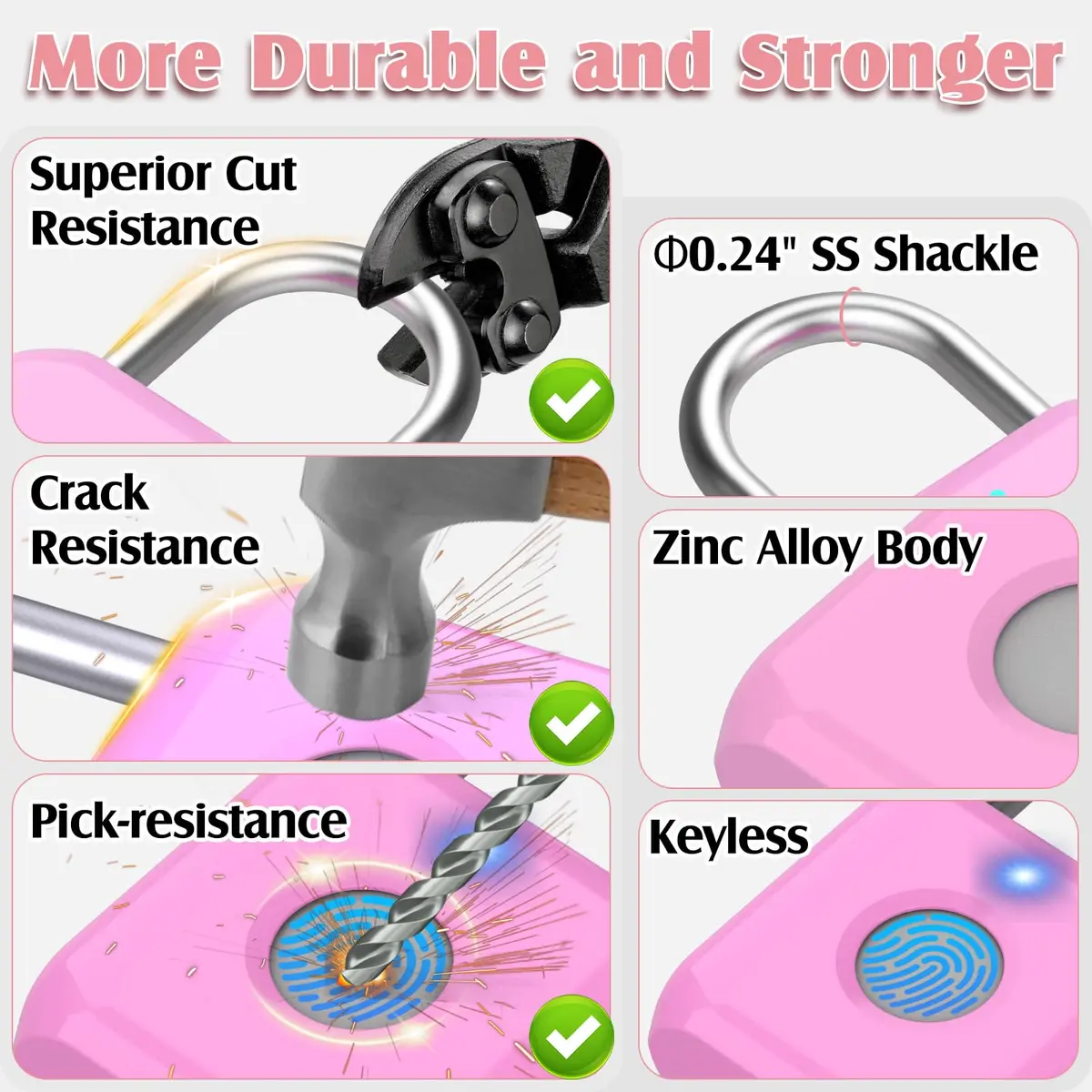 Pothunder Fingerprint Padlock, Locker Lock, Combination Lock, APP Unlock, USB Rechargeable, Suitable for Gym Locker, Door, Locker - view 4
