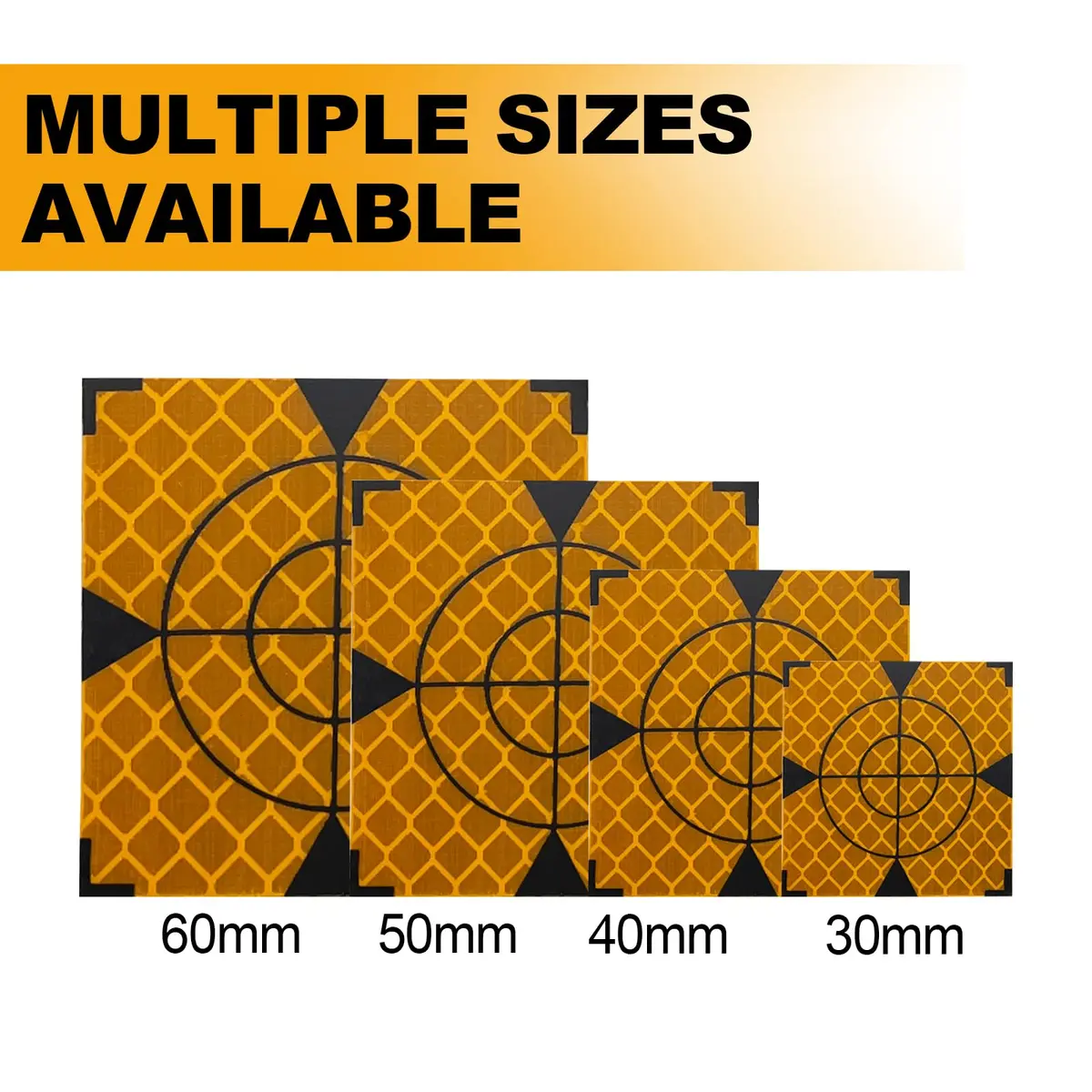 Liyuusi Reflective Sheet 50x50mm 100PCS for Total Stations | Yellow & Black Triangle, Acrylic, Waterproof - view 6