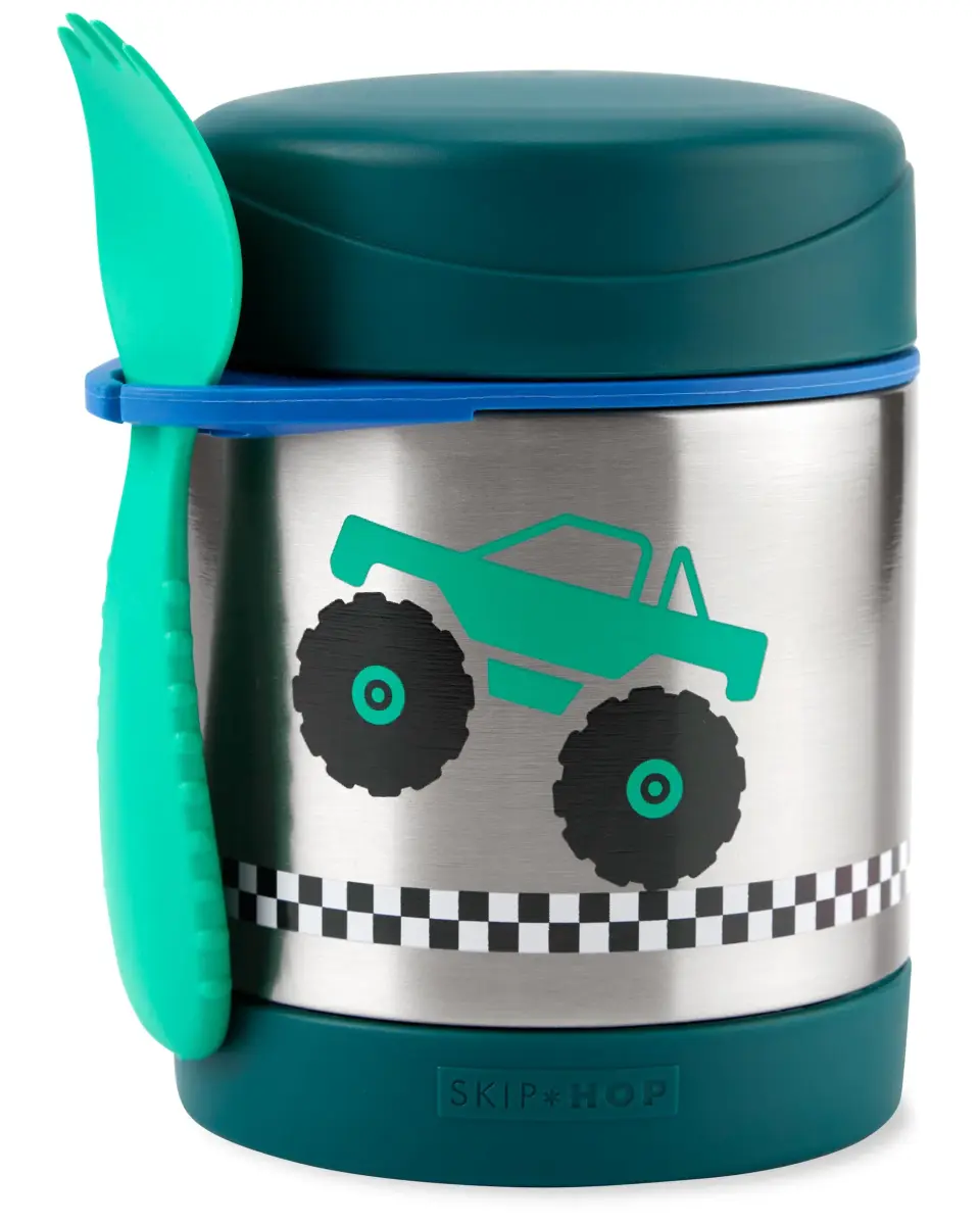 Skip Hop Insulated Baby Food Jar, Sparks Truck, Stainless Steel, 325ml (11 fl oz) | Keeps Food Hot for 7 Hours - main product image