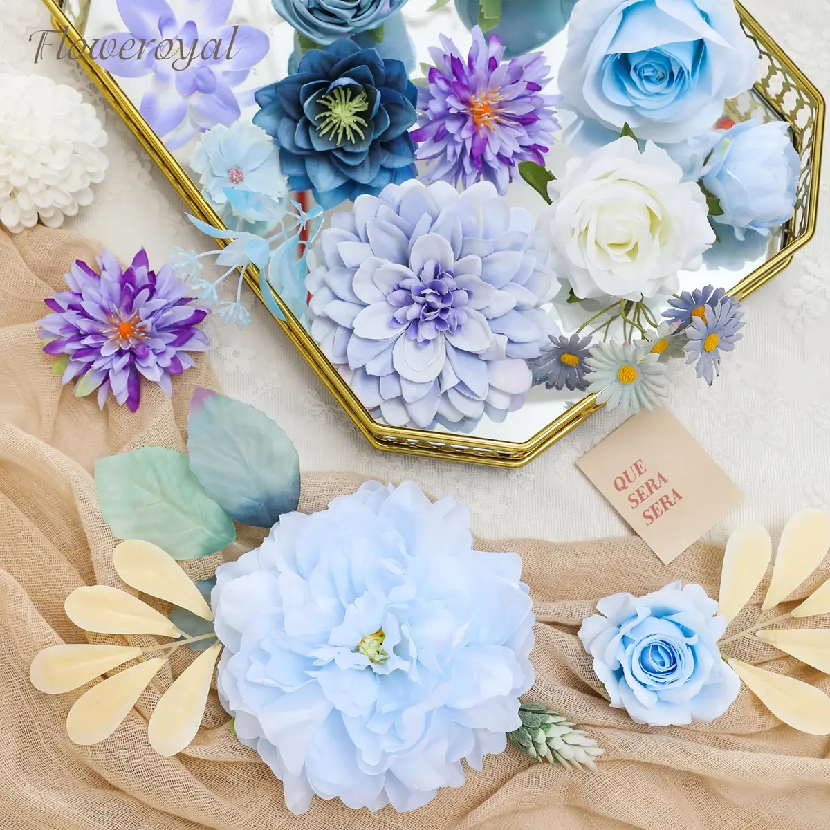 Floweroyal Artificial Flowers Combo Purple Flowers Mix Silk Flowers Dahlia Roses | DIY Wedding & Home Decor - view 6