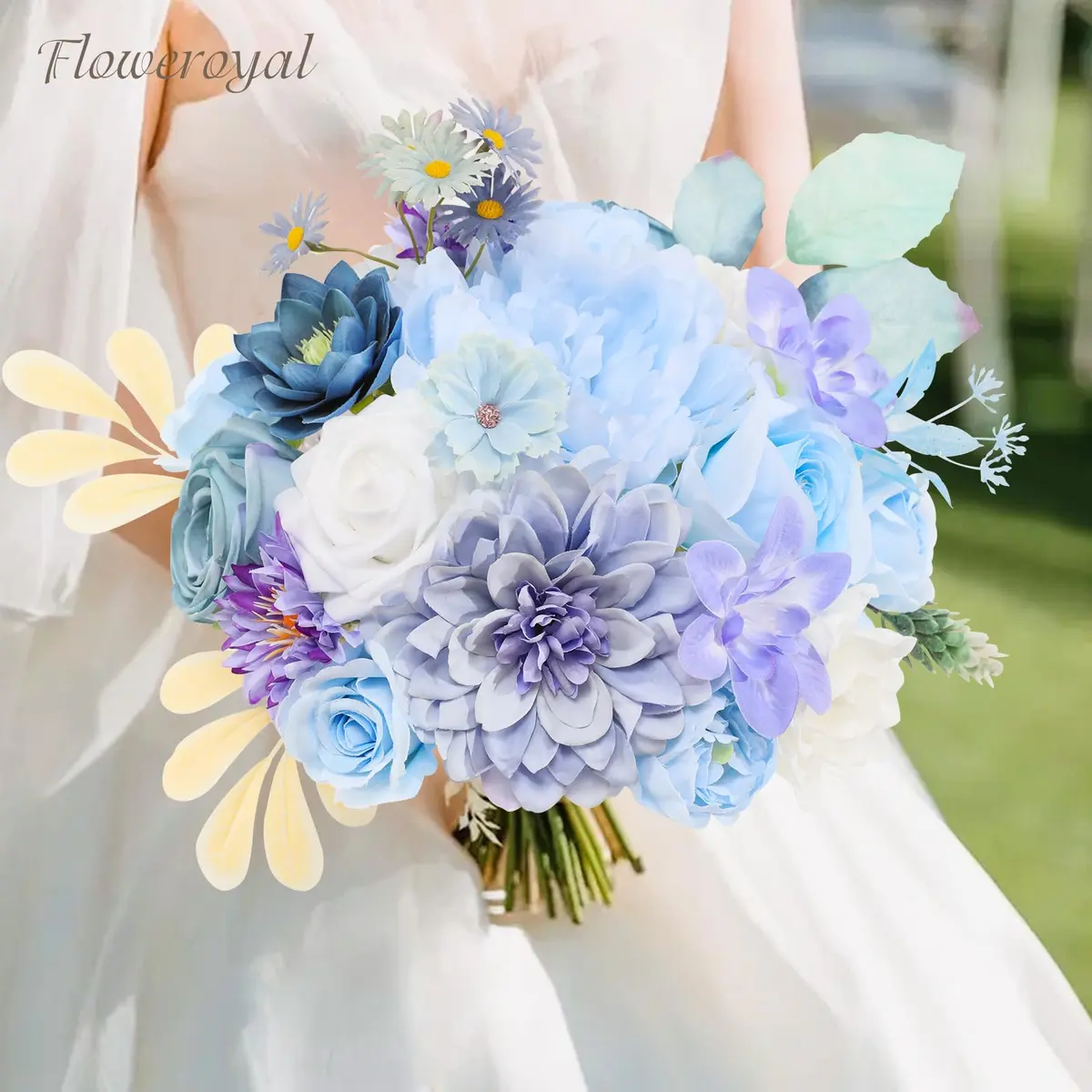 Floweroyal Artificial Flowers Combo Purple Flowers Mix Silk Flowers Dahlia Roses | DIY Wedding & Home Decor - view 7