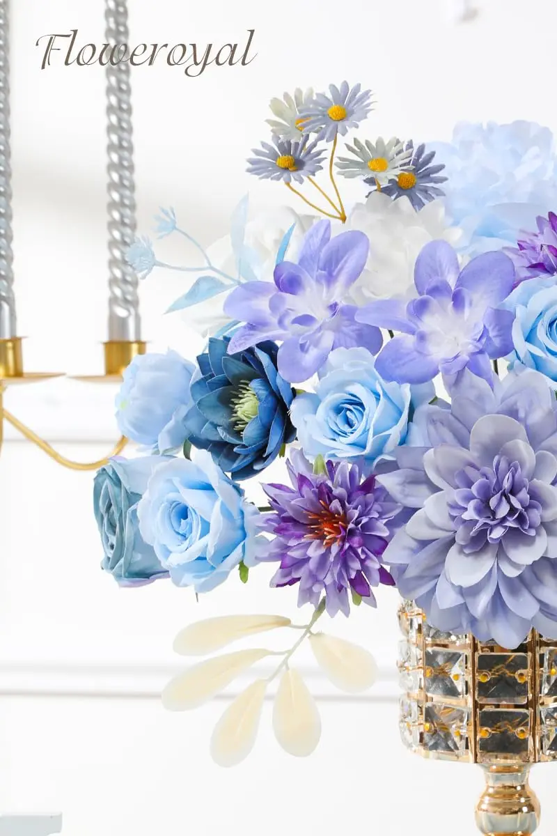 Floweroyal Artificial Flowers Combo Purple Flowers Mix Silk Flowers Dahlia Roses | DIY Wedding & Home Decor - view 2