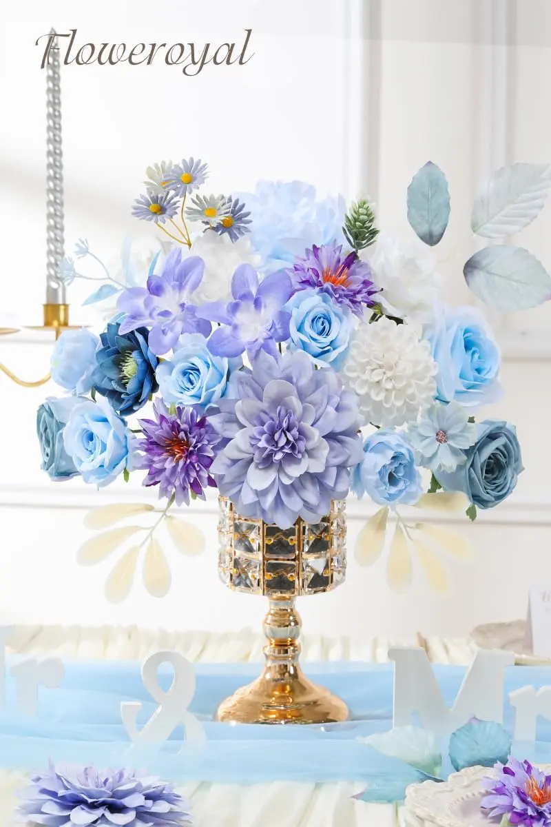 Floweroyal Artificial Flowers Combo Purple Flowers Mix Silk Flowers Dahlia Roses | DIY Wedding & Home Decor - view 3