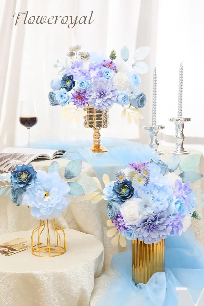 Floweroyal Artificial Flowers Combo Purple Flowers Mix Silk Flowers Dahlia Roses | DIY Wedding & Home Decor - view 4
