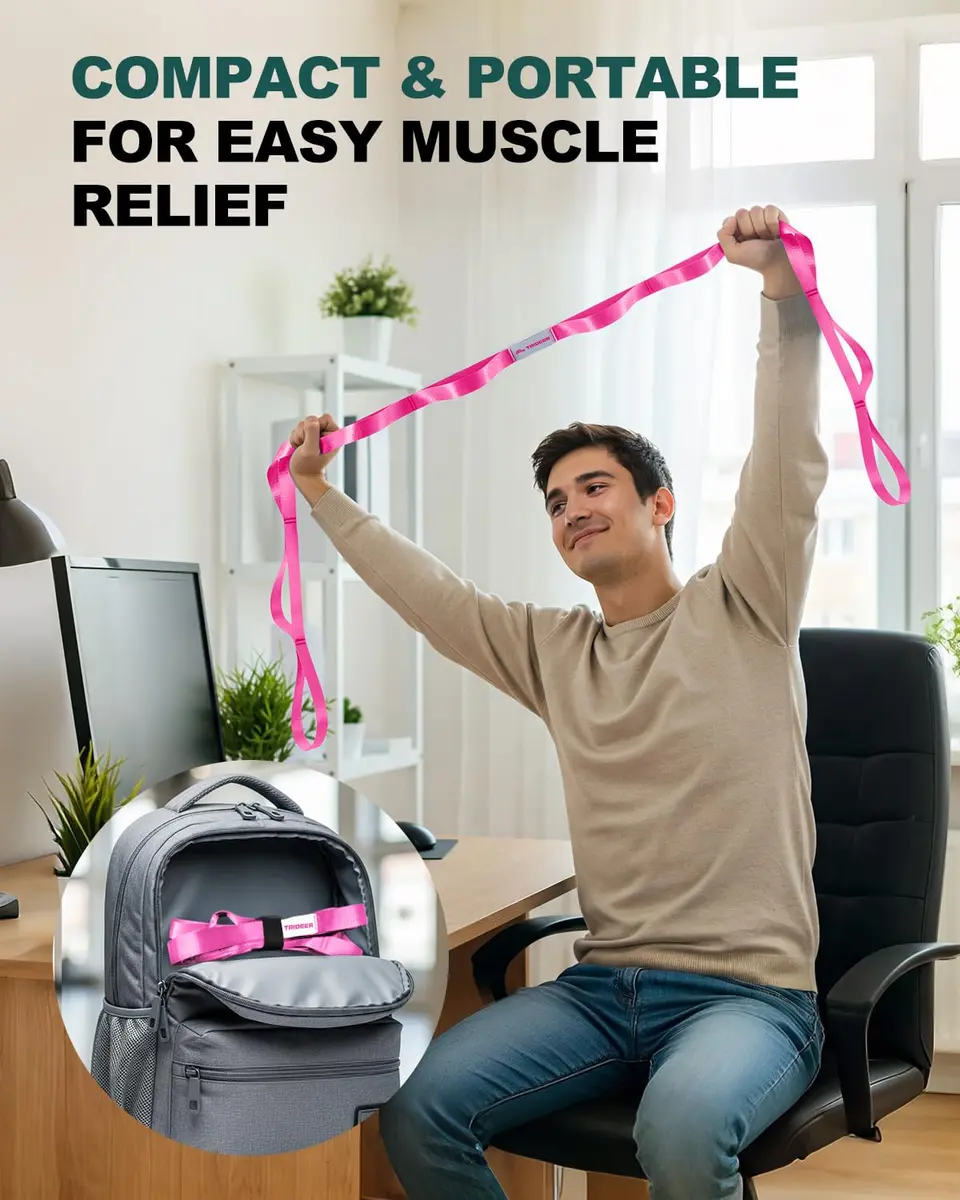 Trideer Stretching Strap with Loops, Yoga Strap, Stretch Bands for Exercise | Durable Polypropylene, Versatile for Yoga & PT - view 5