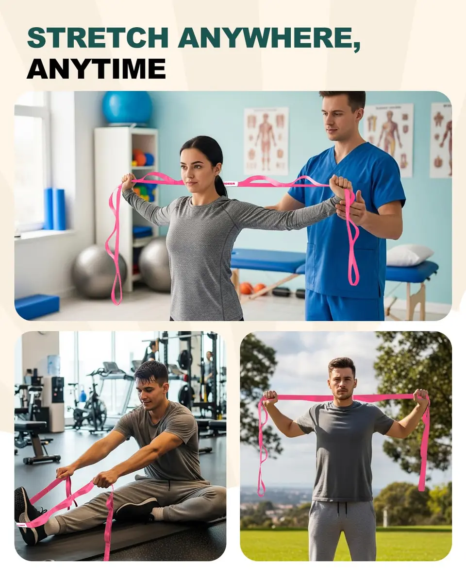 Trideer Stretching Strap with Loops, Yoga Strap, Stretch Bands for Exercise | Durable Polypropylene, Versatile for Yoga & PT - view 6