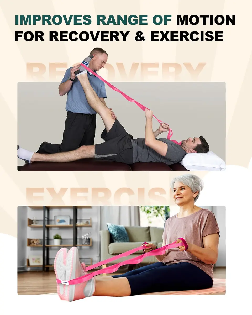Trideer Stretching Strap with Loops, Yoga Strap, Stretch Bands for Exercise | Durable Polypropylene, Versatile for Yoga & PT - view 2