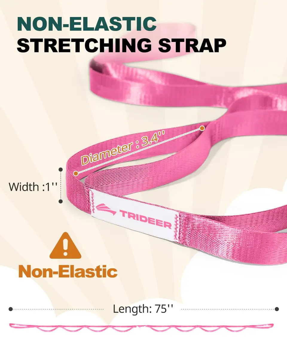Trideer Stretching Strap with Loops, Yoga Strap, Stretch Bands for Exercise | Durable Polypropylene, Versatile for Yoga & PT - view 3