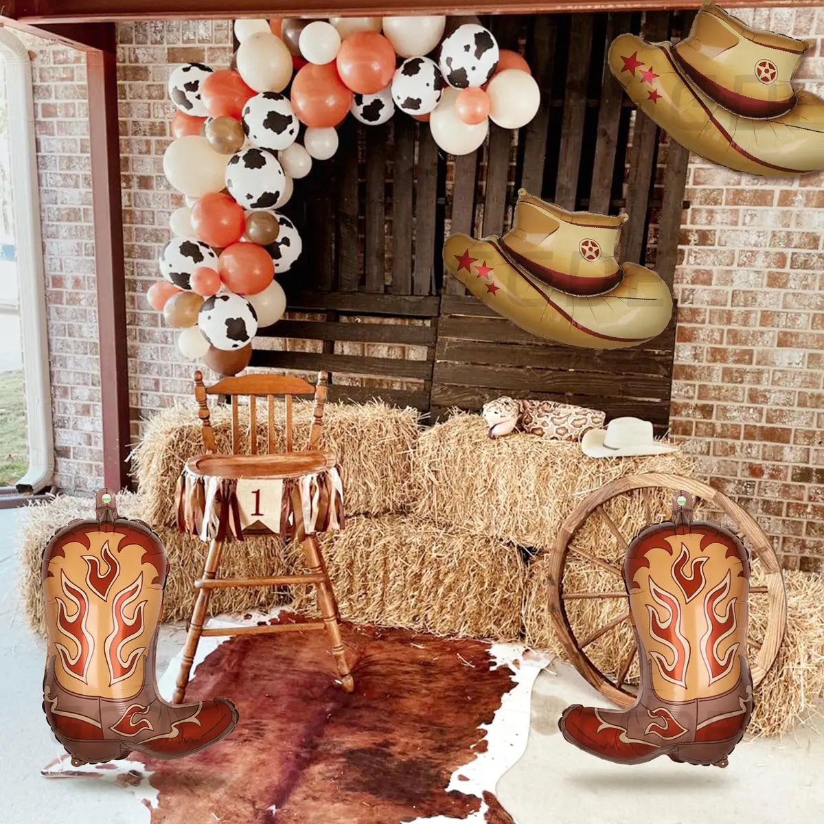 GGDE Western Themed Party Balloons Cowboy Hat & Boot Set (4 Pcs) | Assorted Colors - view 6