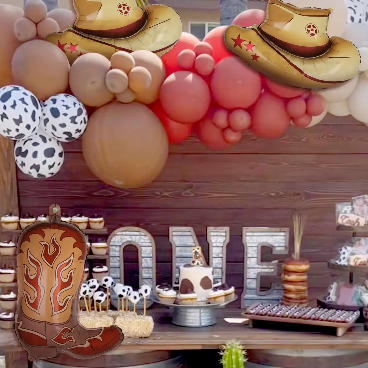 GGDE Western Themed Party Balloons Cowboy Hat & Boot Set (4 Pcs) | Assorted Colors - view 3