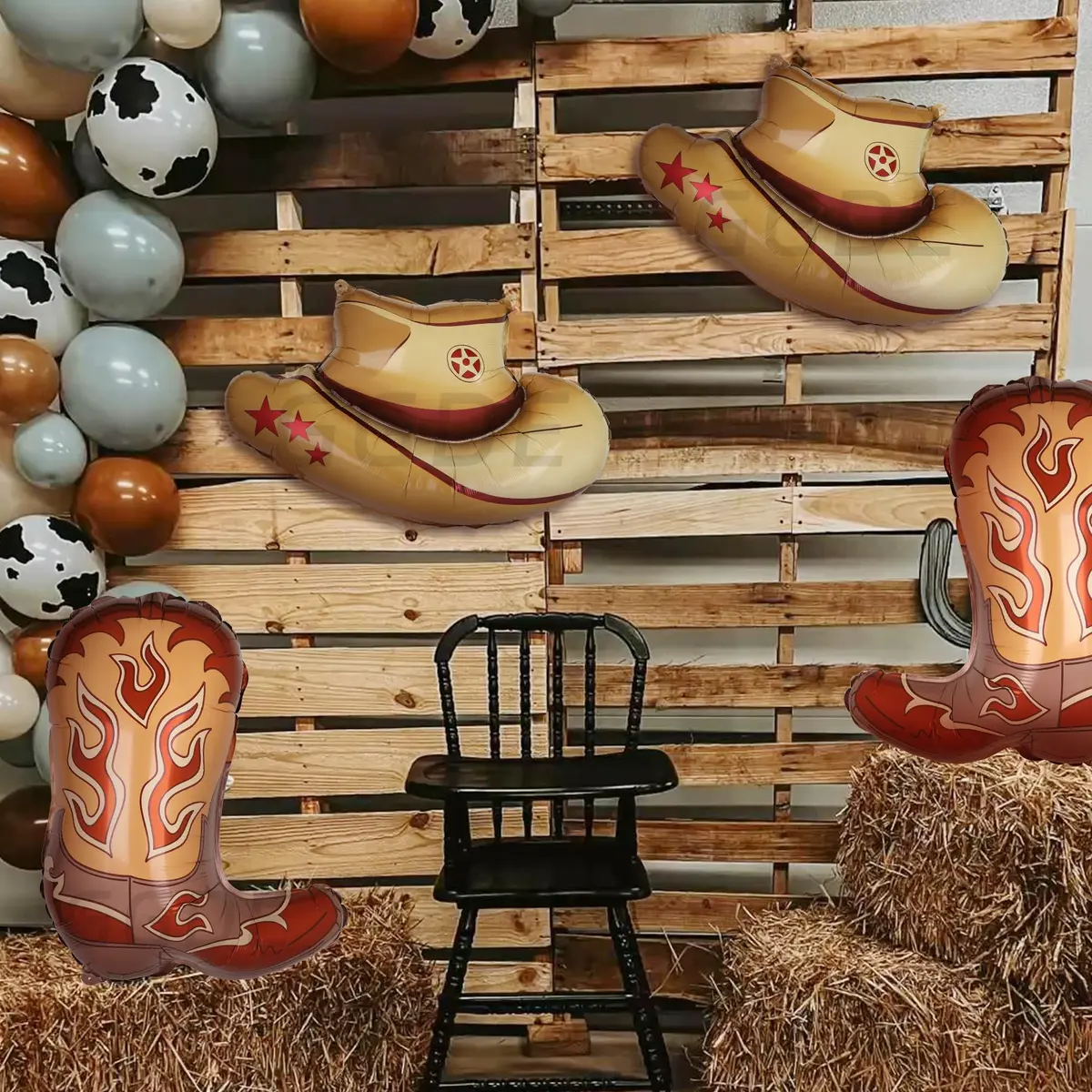 GGDE Western Themed Party Balloons Cowboy Hat & Boot Set (4 Pcs) | Assorted Colors - view 4
