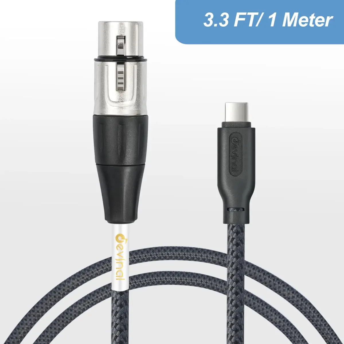 Devinal XLR Female to USB C Cable 1m (3.28 ft) | High Fidelity Recording Cable for Microphones - view 7