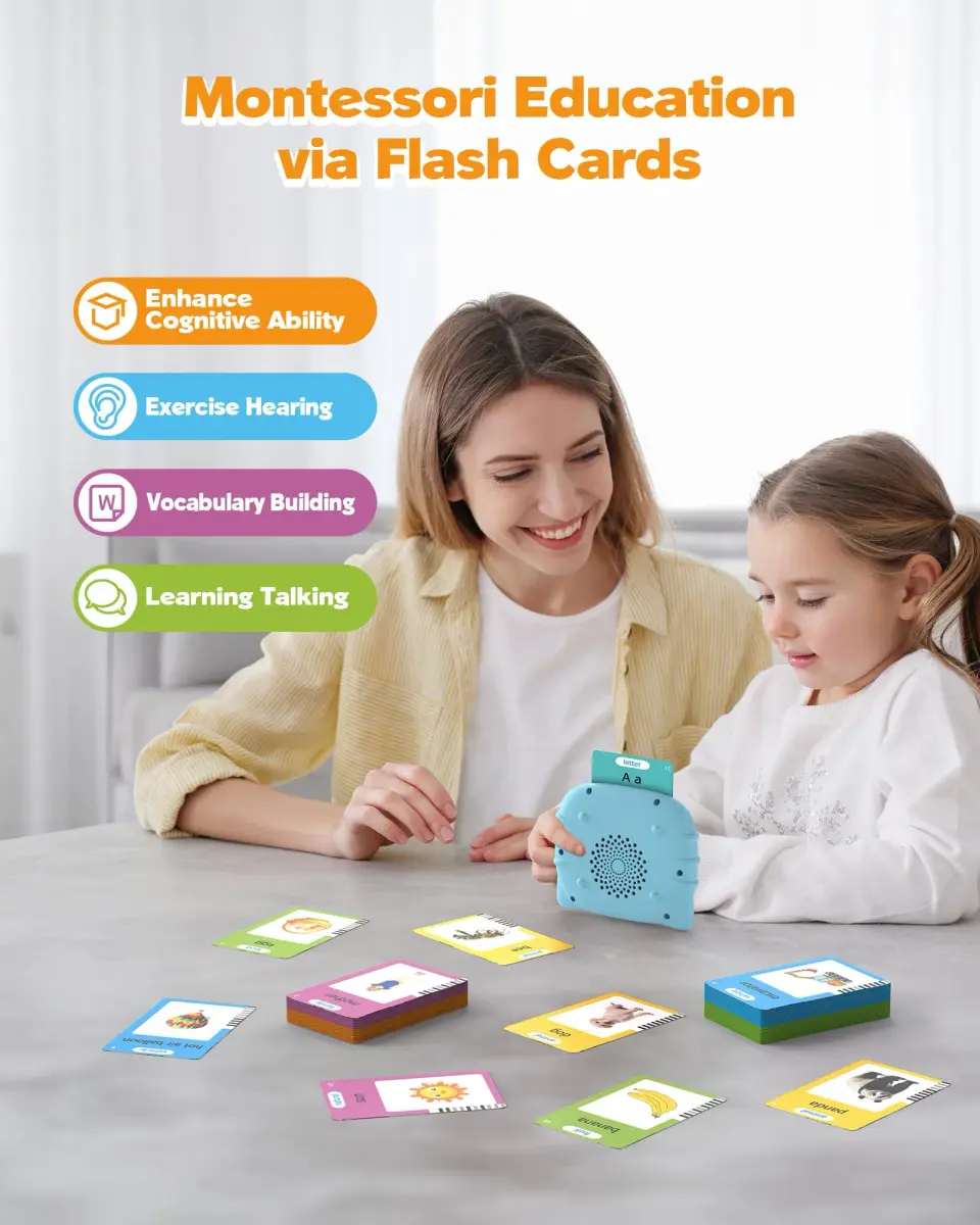 Airbition Talking Flash Cards for Toddlers Ages 1-6, 510 Words English Blue | Montessori Language Learning Toy - view 2