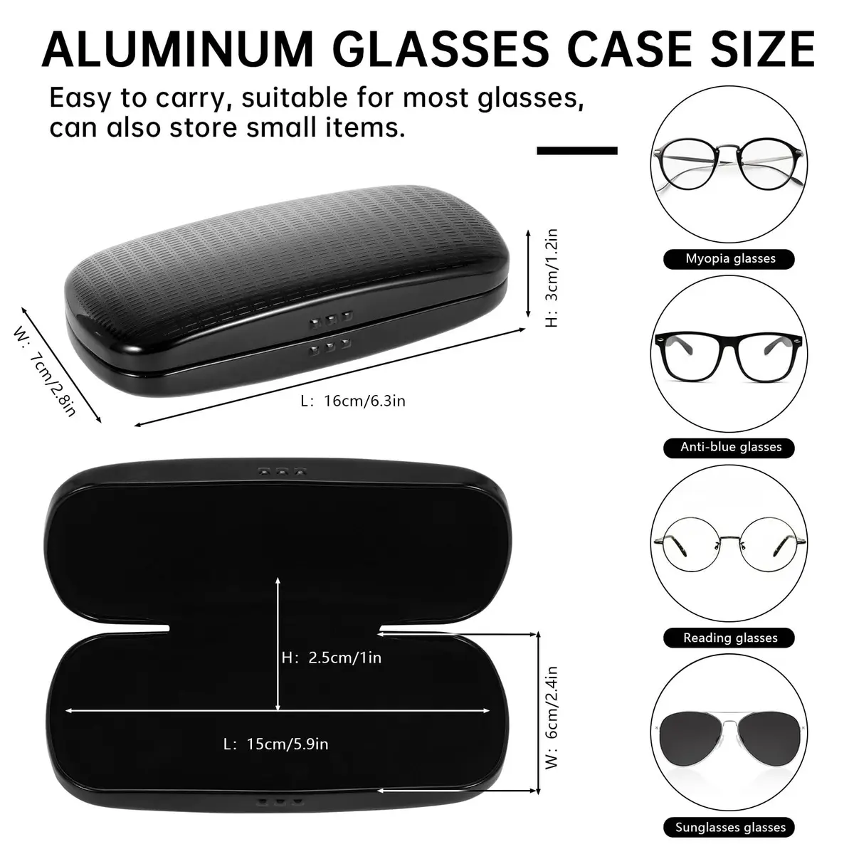 Hifot Metal Eyeglass Case, One Size | Durable Aluminum Spectacles Box for Men Women Kids - view 2