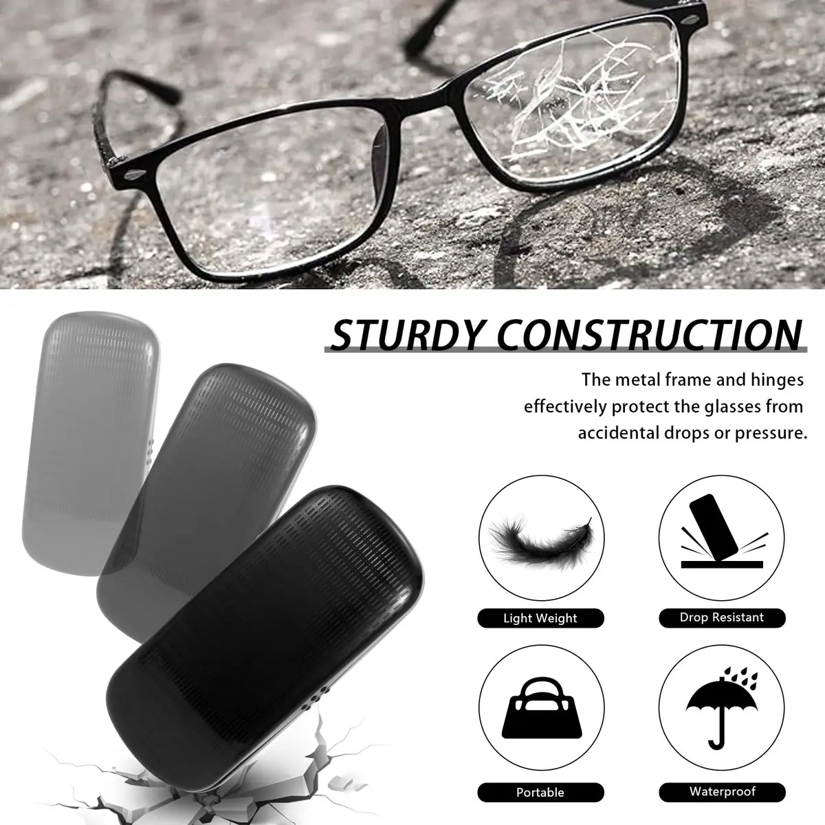 Hifot Metal Eyeglass Case, One Size | Durable Aluminum Spectacles Box for Men Women Kids - view 3