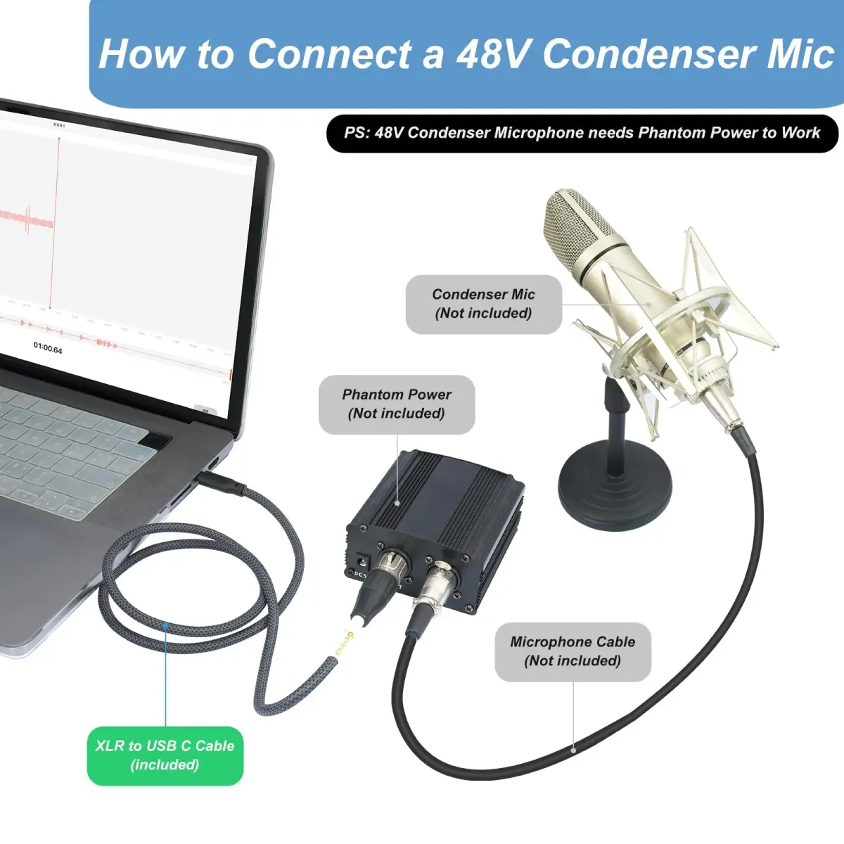 Devinal XLR Female to USB C Cable 2m (6.5ft) | High-Fidelity Recording for Microphones & Smartphones - view 6