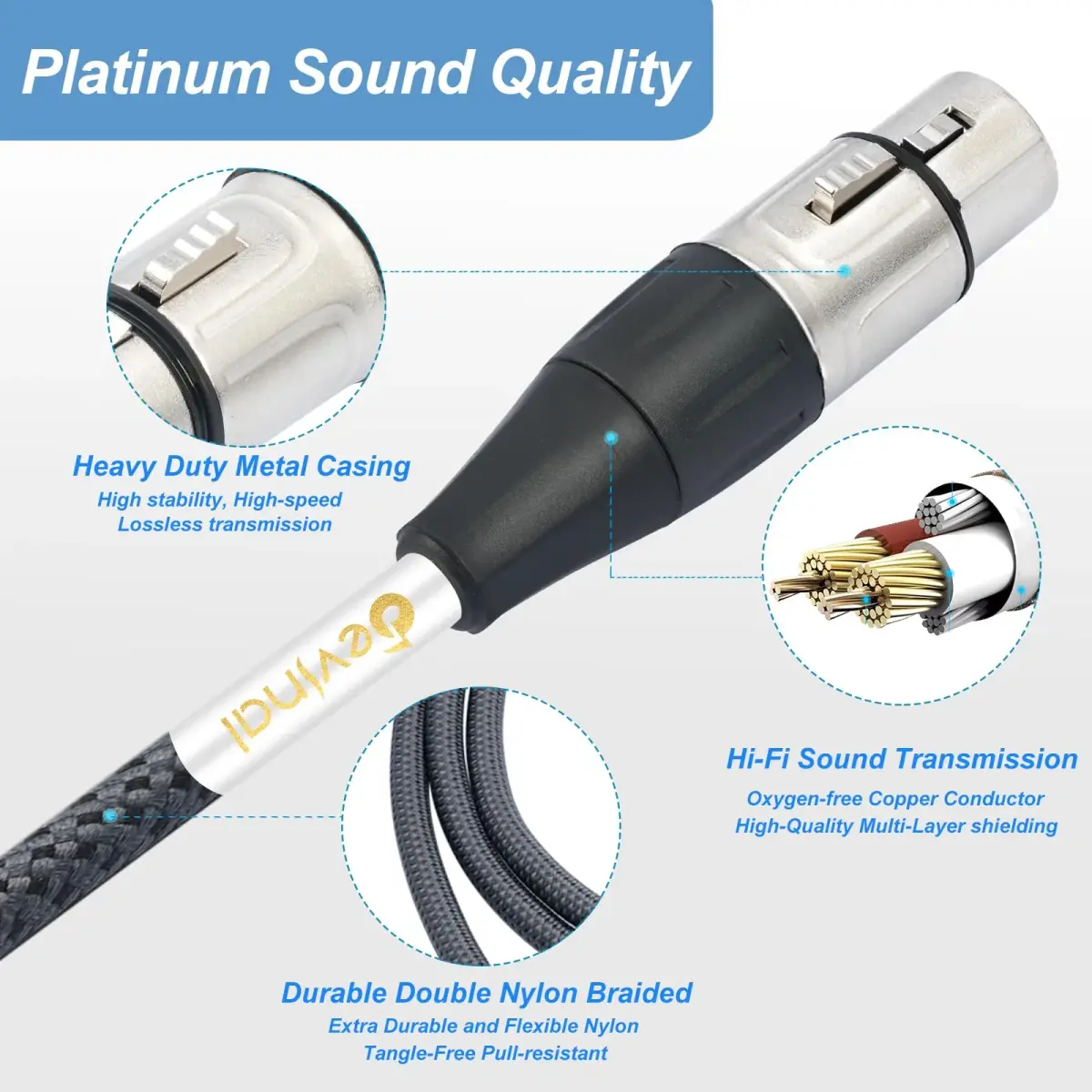 Devinal XLR Female to USB C Cable 2m (6.5ft) | High-Fidelity Recording for Microphones & Smartphones - view 3