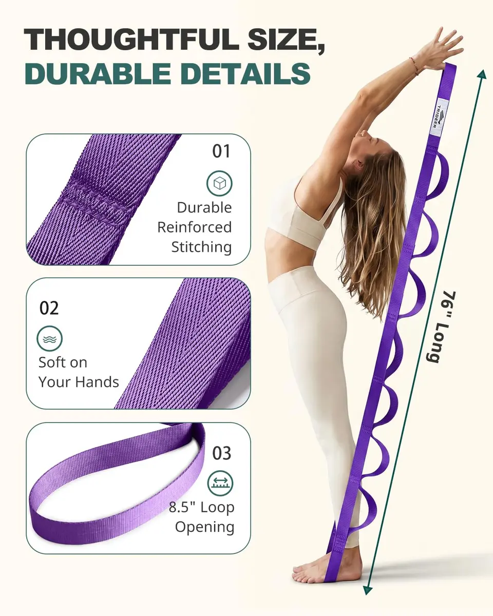 Trideer Stretching Strap Yoga Strap Physical Therapy 75" | Durable & Versatile for Home & Gym Use - view 6