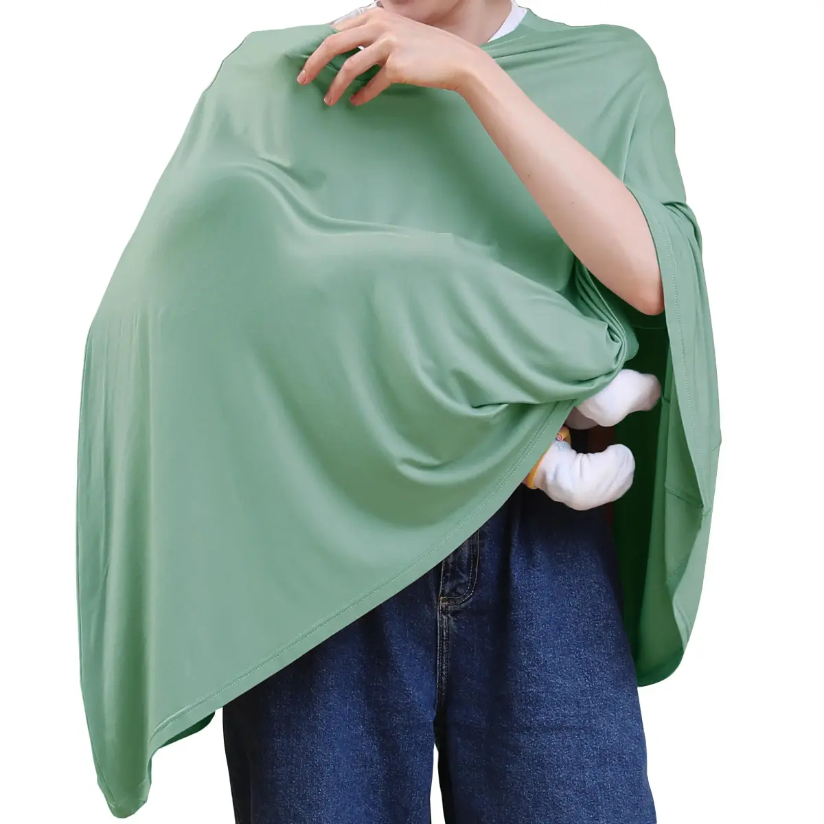 Seejoy Nursing Cover Sage Green Smooth Rayon | 120cm (47.2" Shoulder to Bottom Hem) - 360° Coverage for Breastfeeding - main product image