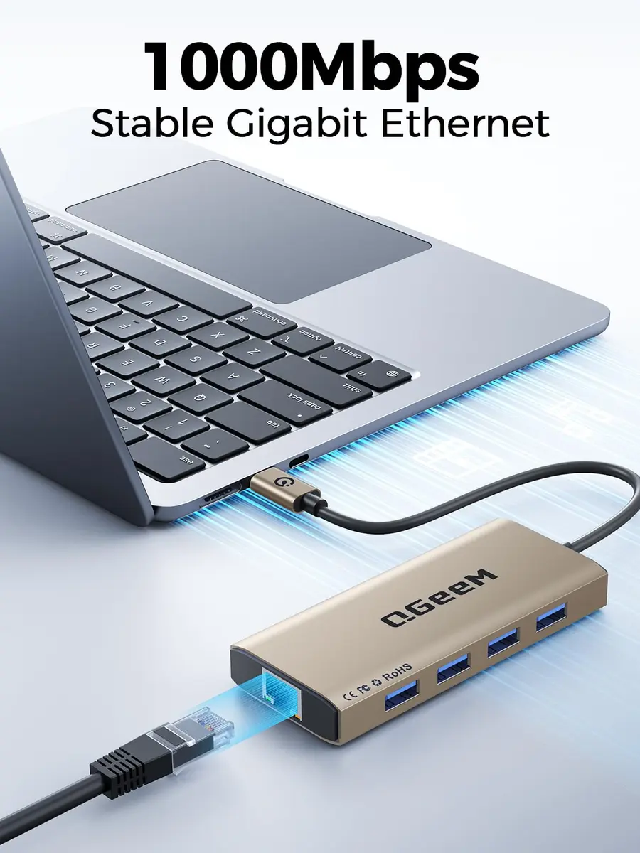 QGeeM USB C Hub 9 in 1 Multi-Port Adapter | 4K HDMI, 100W PD, Ethernet, SD/TF Card Reader - view 6